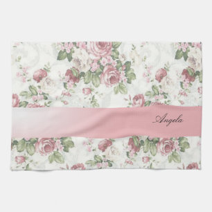 Vintage Shabby Chic Flowers-Personalized Towel