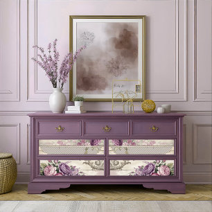 Vintage Shabby Chic Lavender Floral Decoupage Tissue Paper