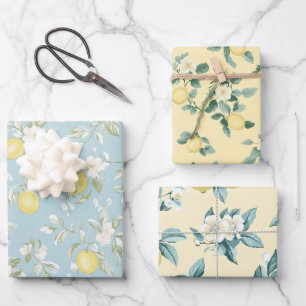 Vintage Shabby Chic Lemon Blossom Wrapping Paper