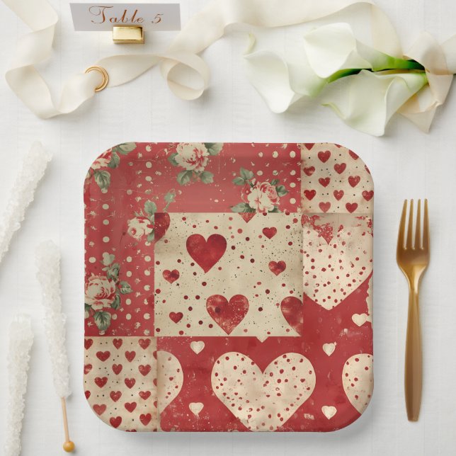 Vintage shabby chic  paper plates (Wedding)