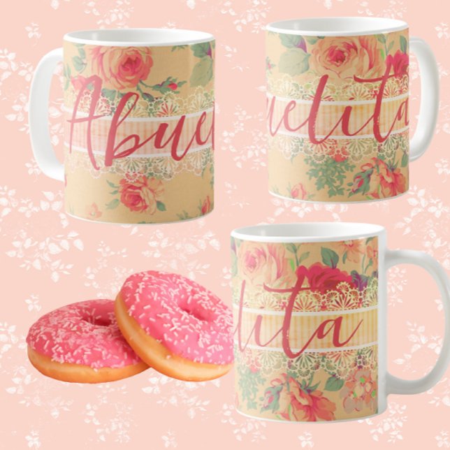 Vintage Shabby Chic Personalized Abuelita Spanish Coffee Mug (Abuelita is Spanish for grandmother. Or personalize with your own message...)