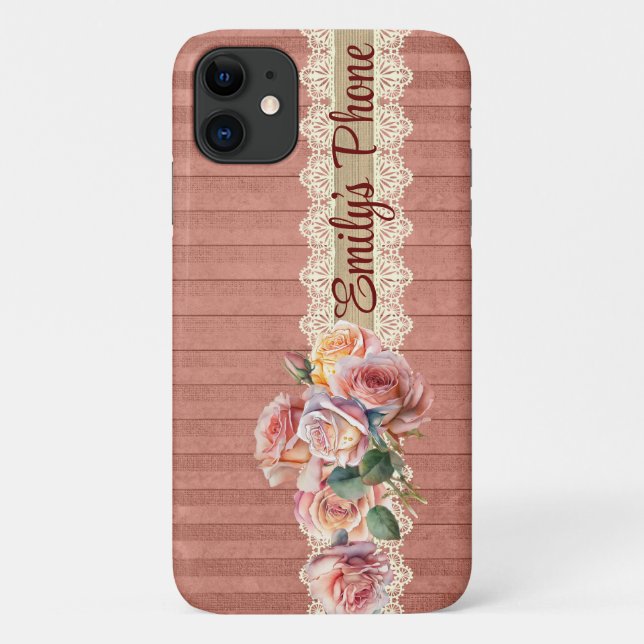 Vintage Shabby Chic Personalized  Case-Mate iPhone Case (Back)