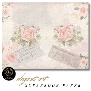 Vintage Shabby Chic Pink Flowers Scrapbook Papers