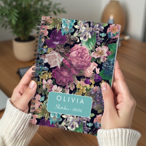 Vintage Shabby Chic Pink Roses Pattern Notebook