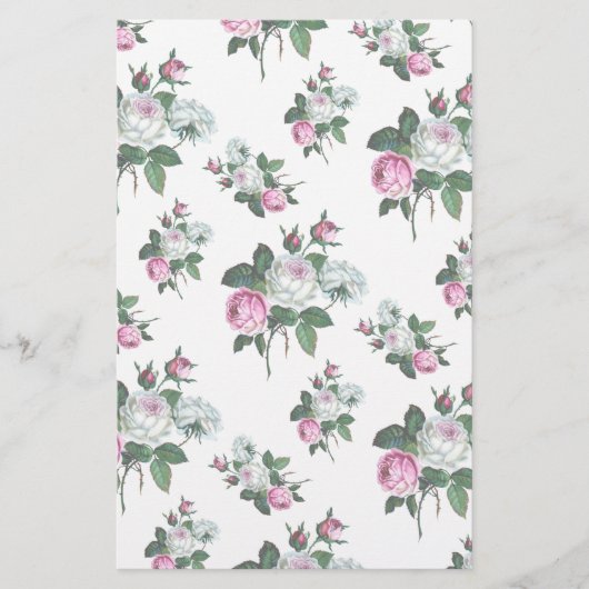 Vintage Shabby Chic Pink White Roses Pattern (Front)