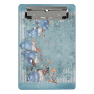 Vintage Shabby Chic Pretty Floral Birds Mini Clipboard