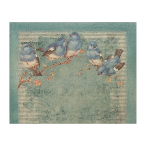 Vintage Shabby Chic Pretty Floral Birds Wood Wall Art