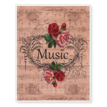 Vintage Shabby Chic Rose Floral Sheet Music