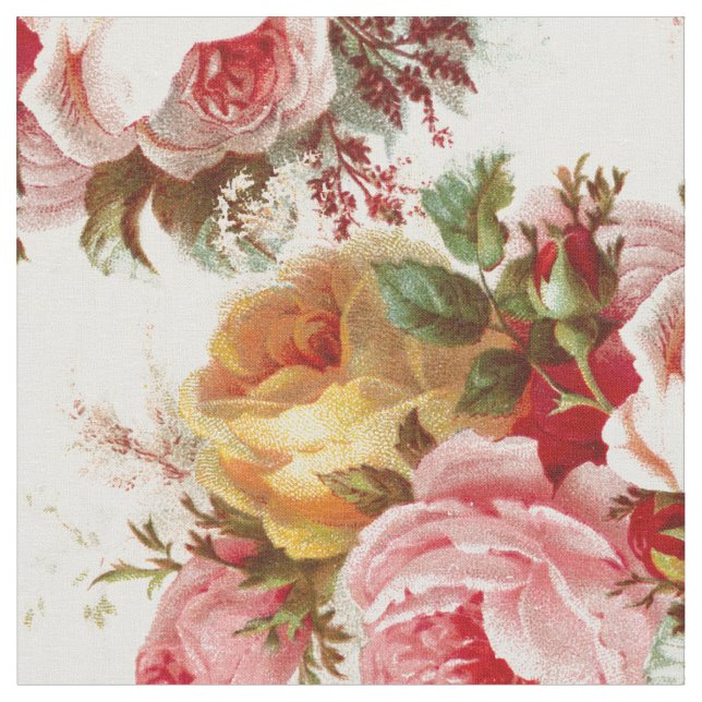 Vintage Shabby Chic Rose Pattern Fabric (Close Up)