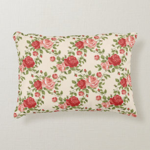 Vintage Shabby Chic Roses Pattern Accent Pillow