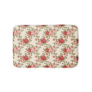 Vintage Shabby Chic Roses Pattern Bath Mat