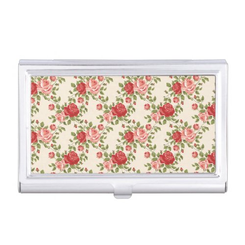 Vintage Shabby Chic Roses Pattern Business Card Case