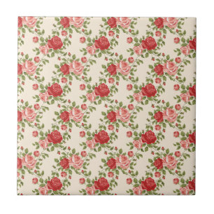 Vintage Shabby Chic Roses Pattern Ceramic Tile