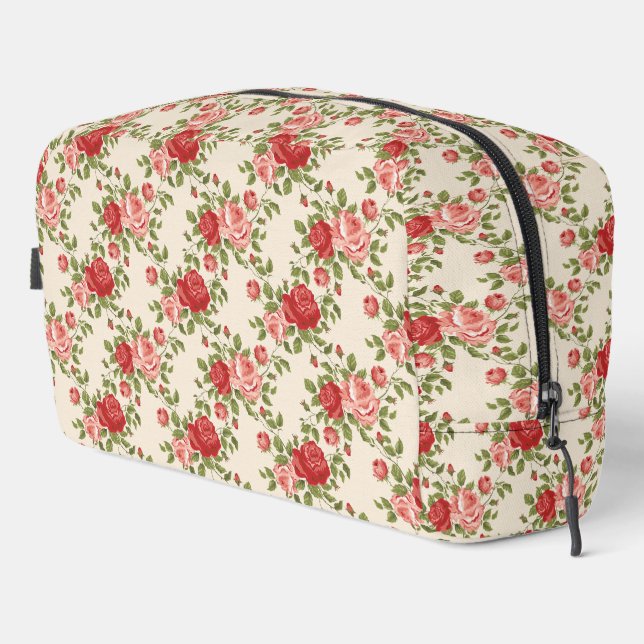 Vintage Shabby Chic Roses Pattern Dopp Kit (Right Corner)