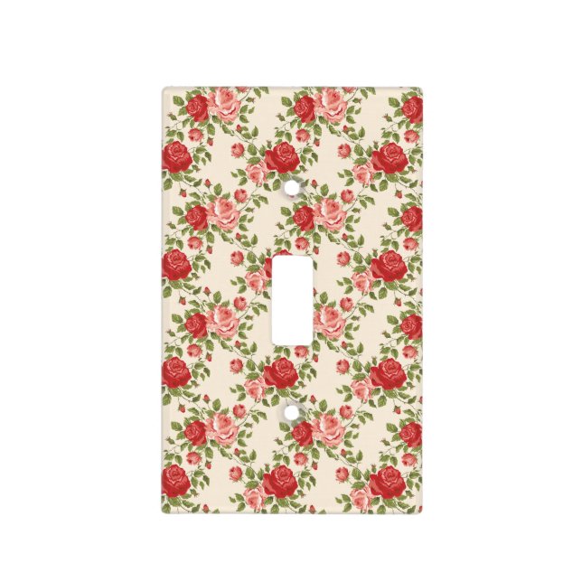Vintage Shabby Chic Roses Pattern Light Switch Cover (Front)