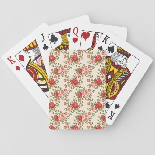 Vintage Shabby Chic Roses Pattern Poker Cards