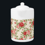 Vintage Shabby Chic Roses Pattern Teapot<br><div class="desc">Pretty feminine pink rose repeat pattern.</div>