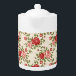 Vintage Shabby Chic Roses Pattern Teapot<br><div class="desc">Pretty feminine pink rose repeat pattern.</div>