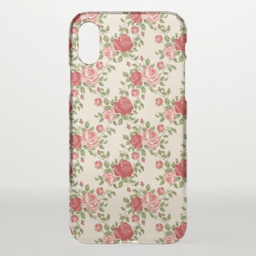 Vintage Shabby Chic Roses Pattern iPhone X Case
