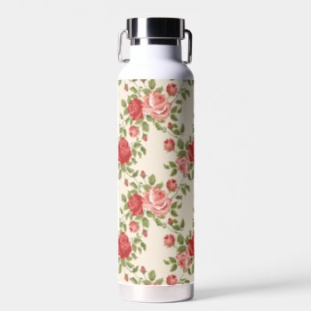 Vintage Shabby Chic Roses Pattern Water Bottle by MissMatching at Zazzle