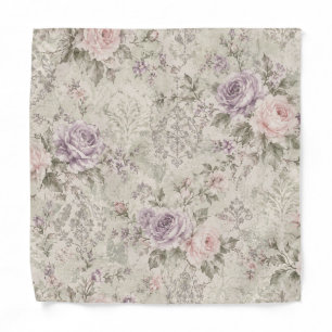 Vintage Shabby Chic Roses Square Wall Clock Bandana