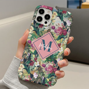 Vintage shabby chic roses yellow diamond pattern Case-Mate iPhone 14 case