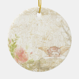 Vintage Shabby Chic Sweet Angelique Ceramic Ornament