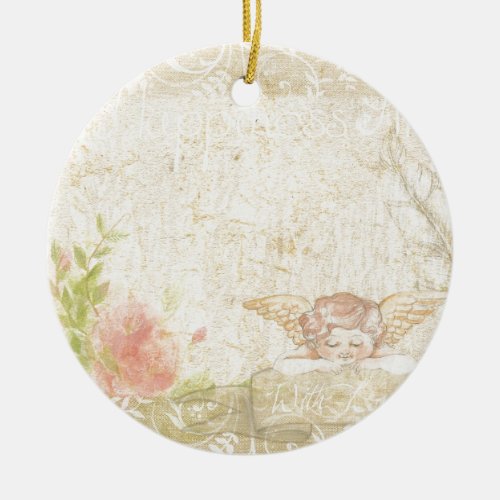 Vintage Shabby Chic Sweet Angelique Ceramic Ornament