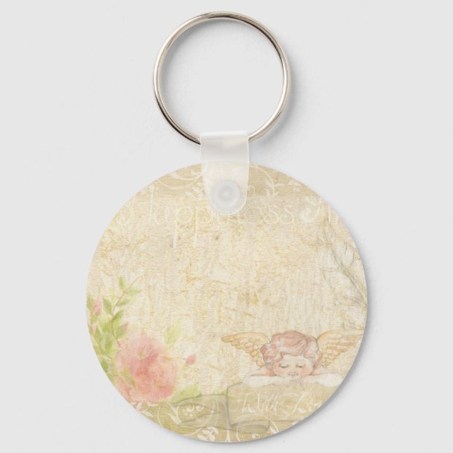 Vintage Shabby Chic Sweet Angelique Keychain (Front)