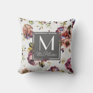 Vintage Shabby Chic Vintage Florals - Personalized Throw Pillow