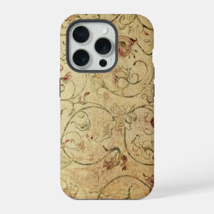 Vintage shabby chic wallpaper with floral iPhone 15 pro case