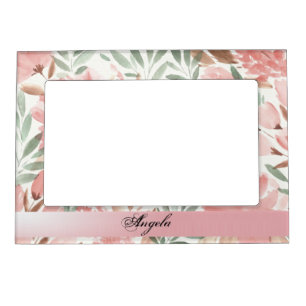 Vintage Shabby Chic Watercolor Flowers Magnetic Frame