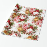 Vintage Shabby Chic Wedding Floral Wrapping Paper<br><div class="desc">Trendy wrapping paper featuring pink,  red and yellow roses.  Perfect for weddings and bridal showers.</div>