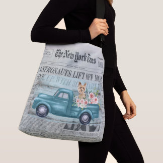 Vintage Shabby Chic Yorkie And Truck Ephemera  Crossbody Bag