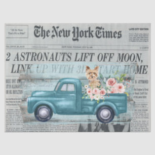 Vintage Shabby Chic Yorkie And Truck Ephemera  Tissue Paper