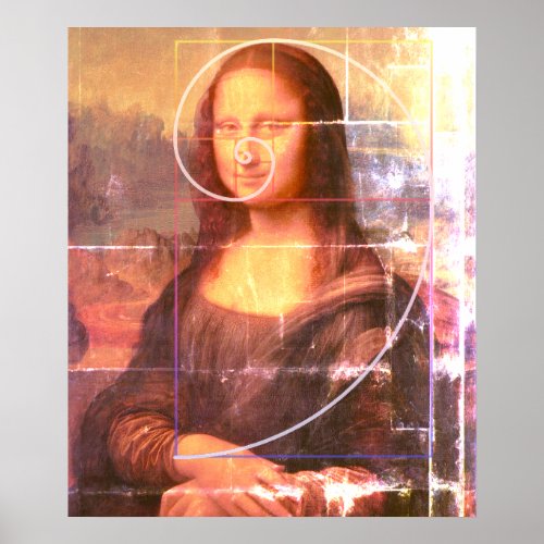 Vintage Shabby Mona Lisa Spiral Fibonacci Friday Poster