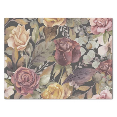 Vintage Shabby Muted Natural Colors and Tone Roses Tissue Paper