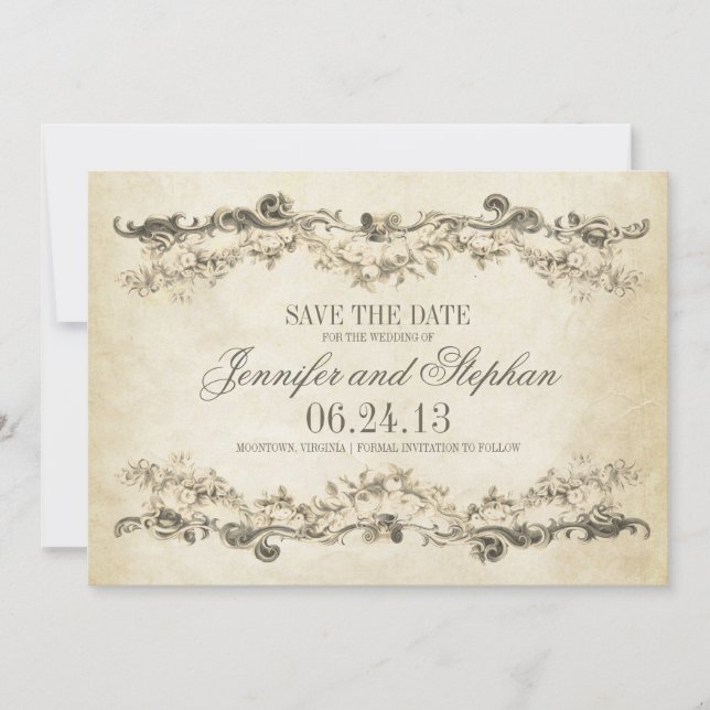 vintage shabby old save the date design (Front)