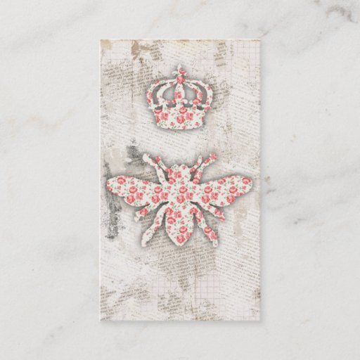 Customizable Vintage Shabby Queen Bee Business Cards