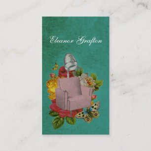 Vintage Shabby Salon Dryer Chair Rose Stylist Card