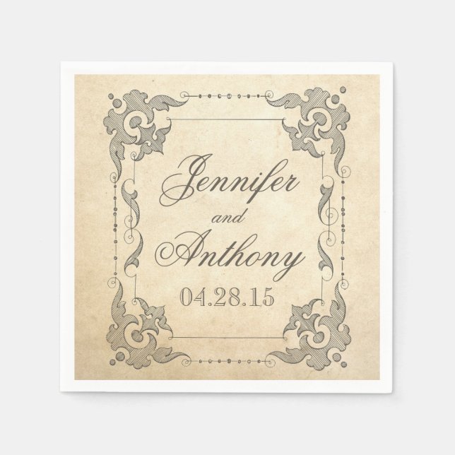 vintage shabby wedding napkins (Front)