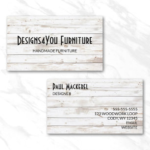 Vintage Shabby White Wood Business Card