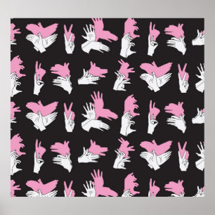 Vintage Shadow Hand Pattern Design Poster
