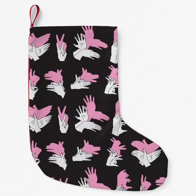 Vintage Shadow Hand Pattern Design Small Christmas Stocking (Front)