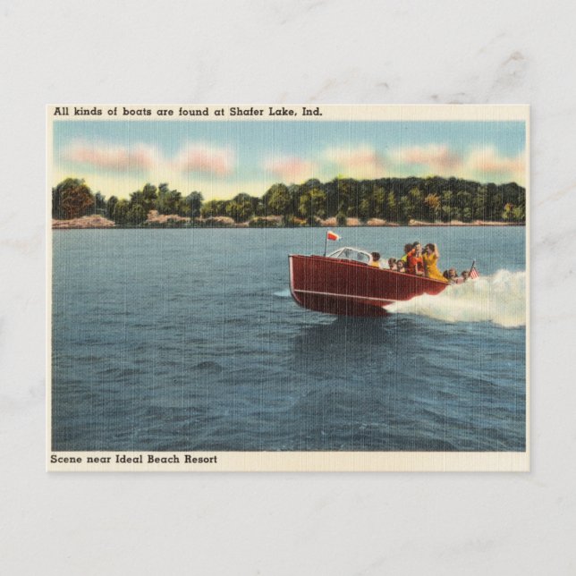 Vintage Shafer Lake, Indiana Postcard (Front)