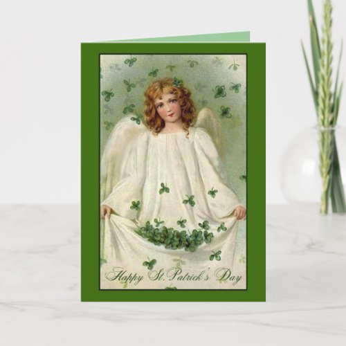 Vintage Shamrock Angel St Patricks Day Card
