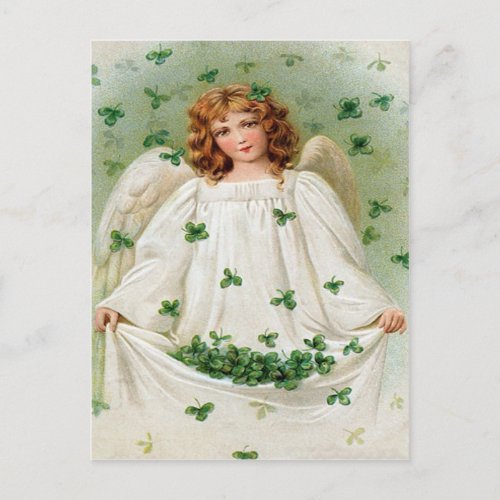 Vintage Shamrock Angel St Patricks Day Card