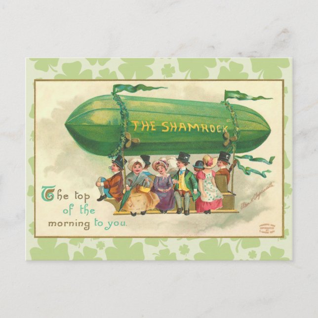 Vintage Shamrock Blimp Postcard (Front)