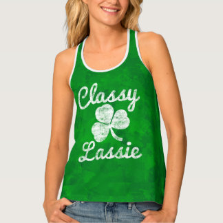 Vintage Shamrock Classy Lassie St. Patricks Day Tank Top