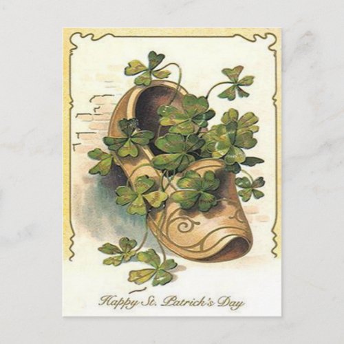 Vintage Shamrock Clog St Patricks Day Card